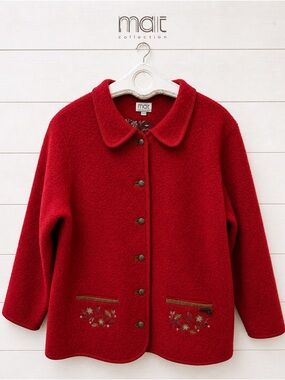 MAT Red Boiled Wool Embroidered Jacket XL/TG